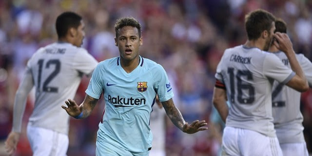 Neymar Cetak Gol Kemenangan Barcelona Atas Manchester United