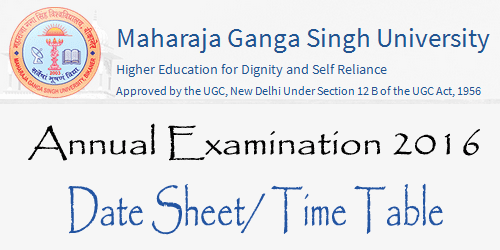 MGSU Time Table 2016