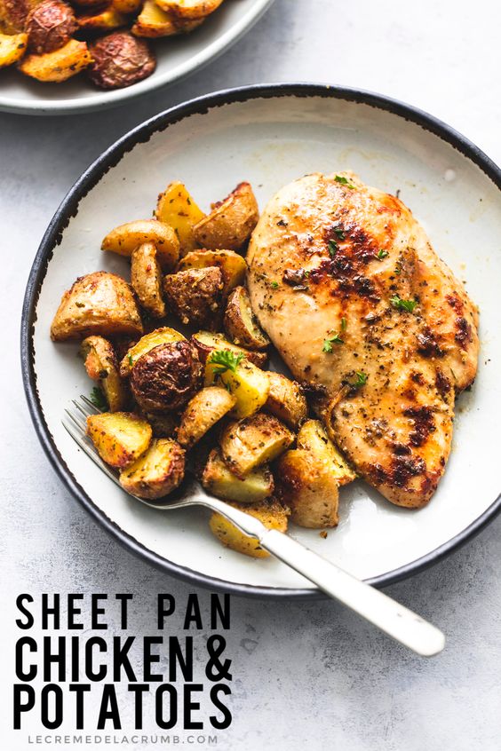 This 5-Ingredient Sheet Pan Chicken and Potatoes takes two common dinner items to next-level deliciousness — all in one pan for easy cleanup! This 5-Ingredient Sheet Pan Chicken and Potatoes takes two common dinner items to next-level deliciousness — all in one pan for easy cleanup!