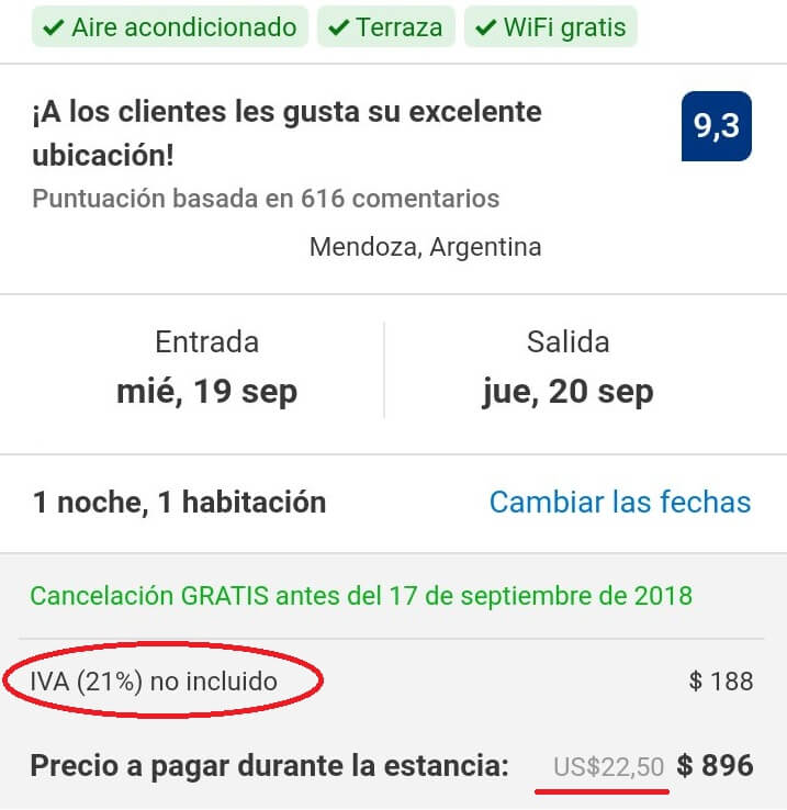 dólar IVA Airbnb pesos Booking IVA a airbnb tarjetas exterior viajes 