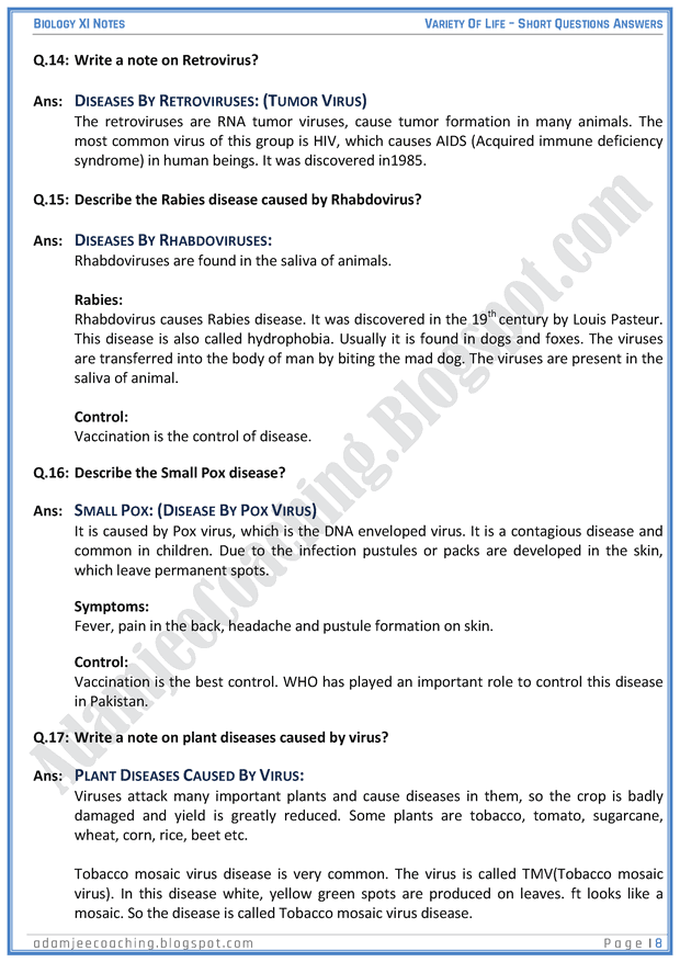 variety-of-life-short-question-answers-biology-11th