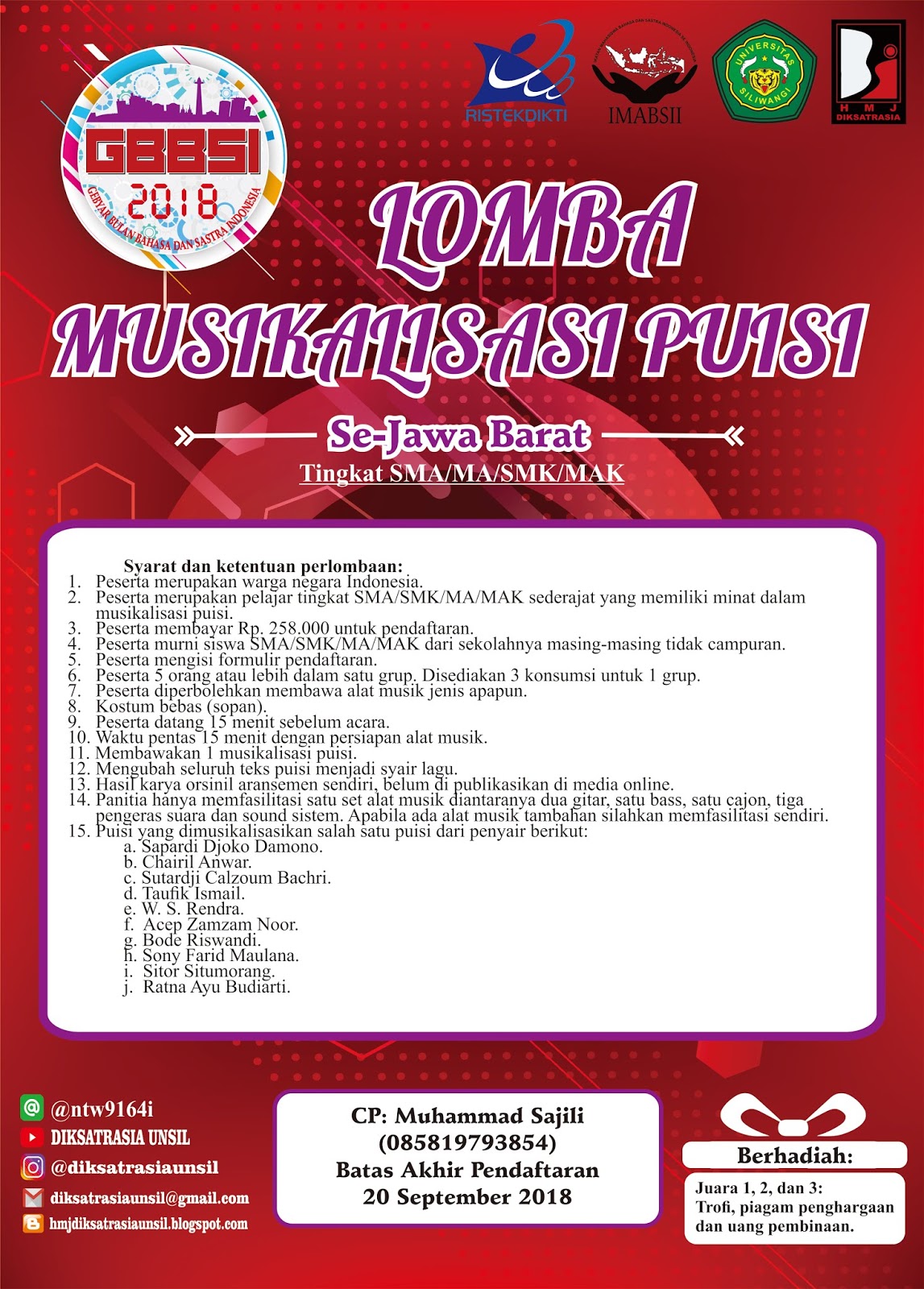 HMJ DIKSATRASIA: Gebyar Bulan Bahasa dan Sastra Indonesia 2018