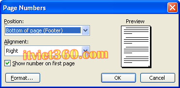 pages numbers office word 2003