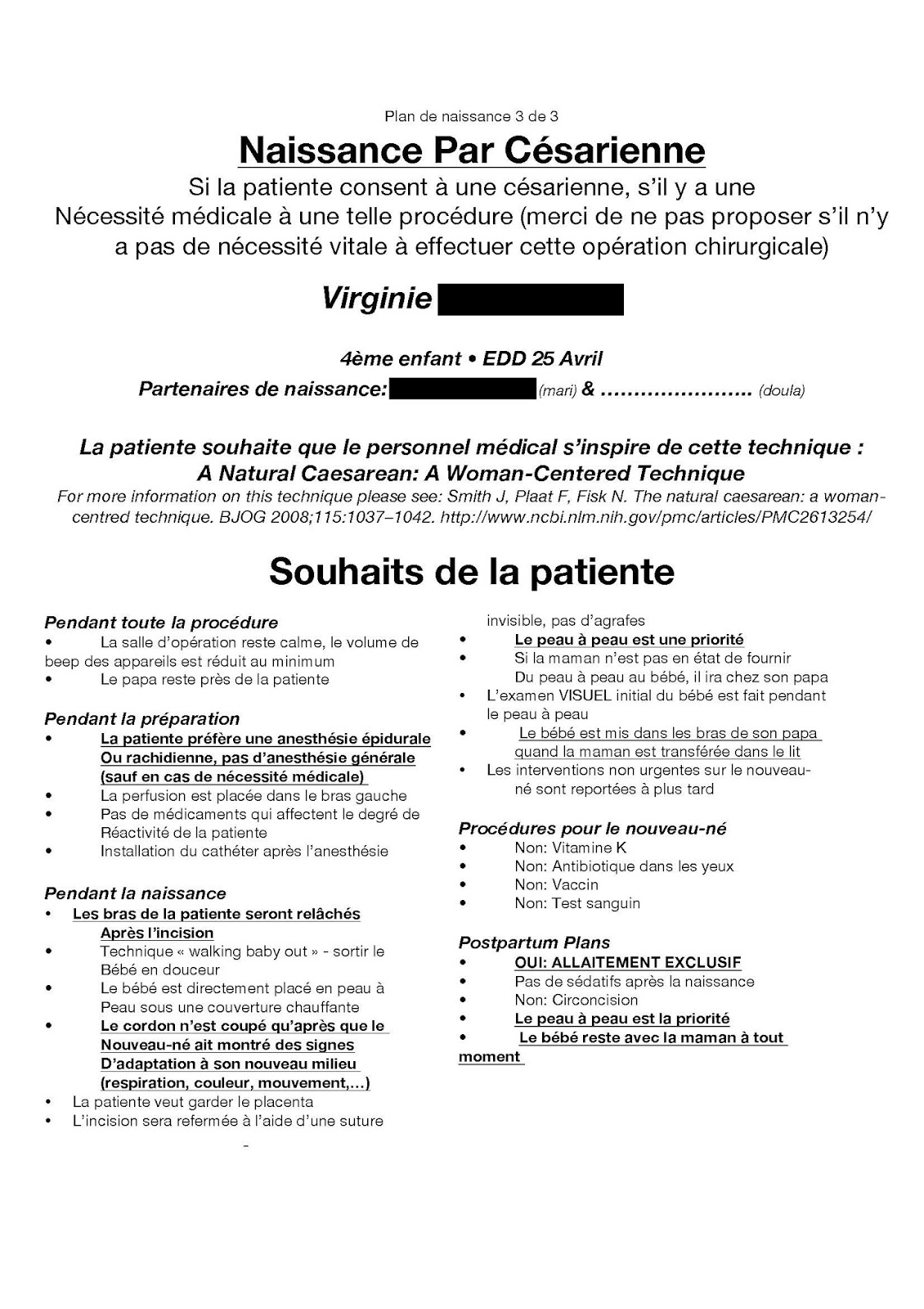 Le Blog Un exemple de plan de naissance naturelle à l'hopital