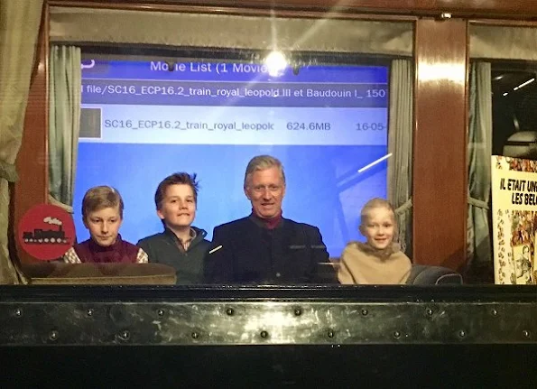 King Philippe, Princess Eleonore, Prince Gabriel and Prince Emmanuel visited the Train World museum in the Schaerbeek station in Brussels