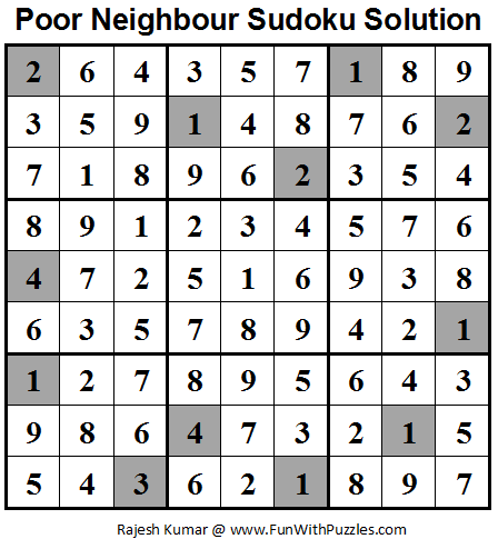 Poor Neighbours Sudoku (Daily Sudoku League #63) Solution