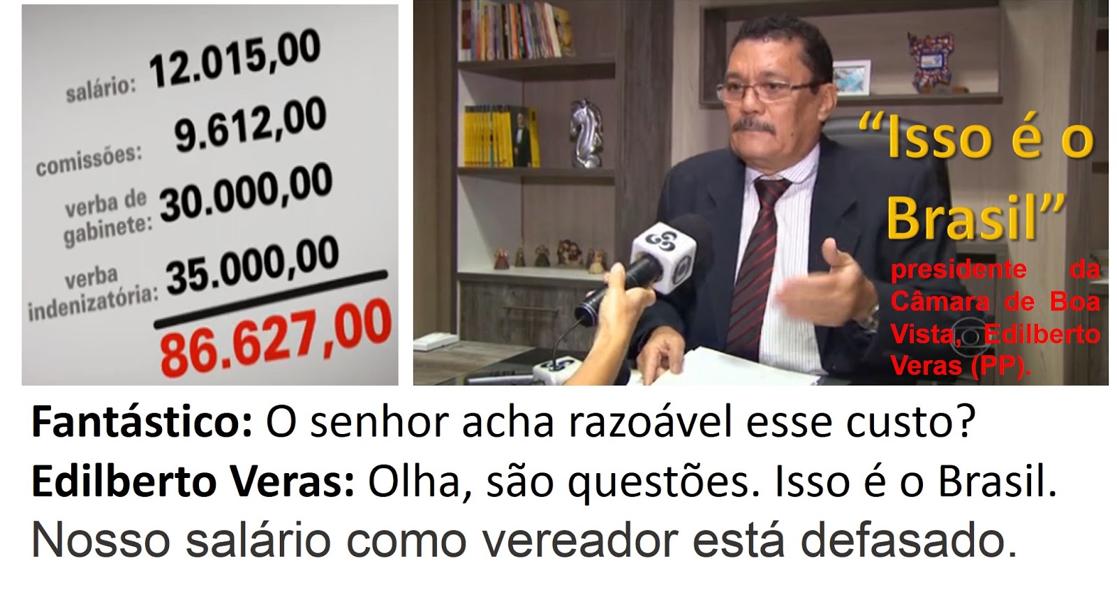 "ISSO É O BRASIL !!", DIZ PRESIDENTE DE CÂMARA DE VEREADORES QUE INVENTAM DESPESAS PARA DESVIAREM DINHEIRO PÚBLICO.