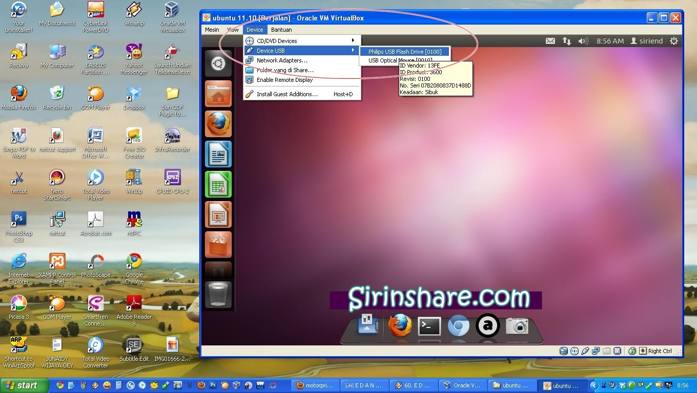 Mount USB di ubuntu 12.10 / 11.10 menggunakan VirtualBOX di Windows XP