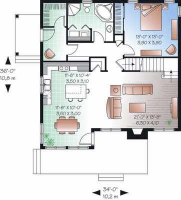 Plano Y Fachada De Casa Habitacion De Dos Niveles Con 3 Recamaras O Dormitorios Uno De Ellos En Planta Baja Proyectos De Casas