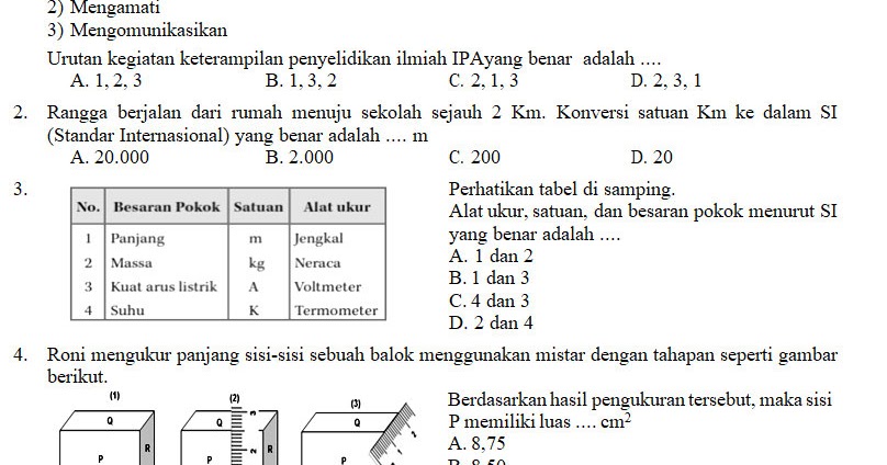 KisiKisi, Soal Dan Tanggapan Pas Ipa Smp Kelas 7 Semester