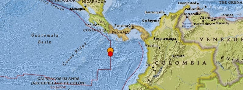 Epicentro sismo 6,6 grados en el Pacífico de Panamá, 7 de Enero 2015