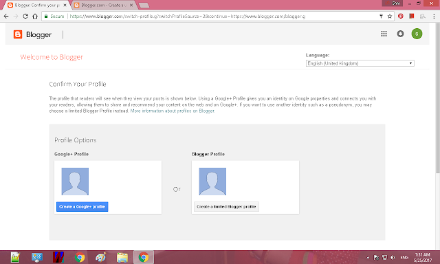 Choose either a google+ profile or a simple blogger profile. shiv sangal, google+, blogger, blogging,