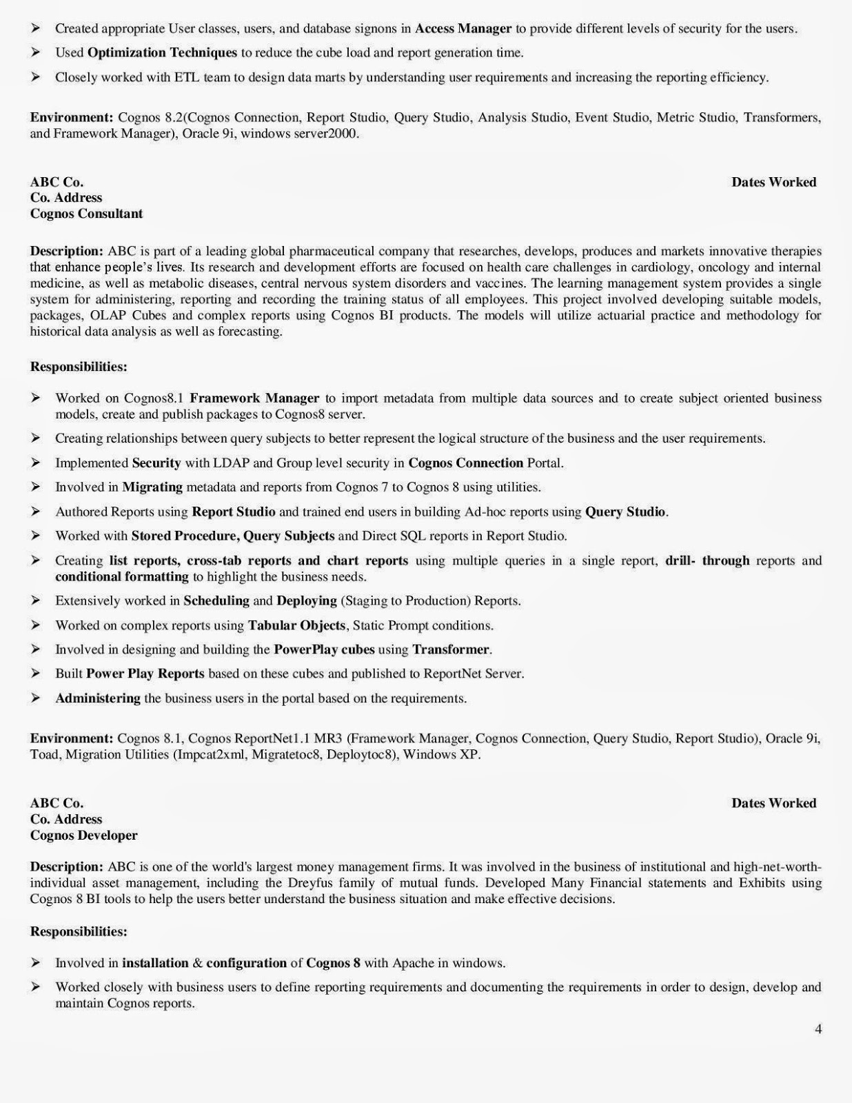 cognos tm1 sle resume cognos tm1 sle resume