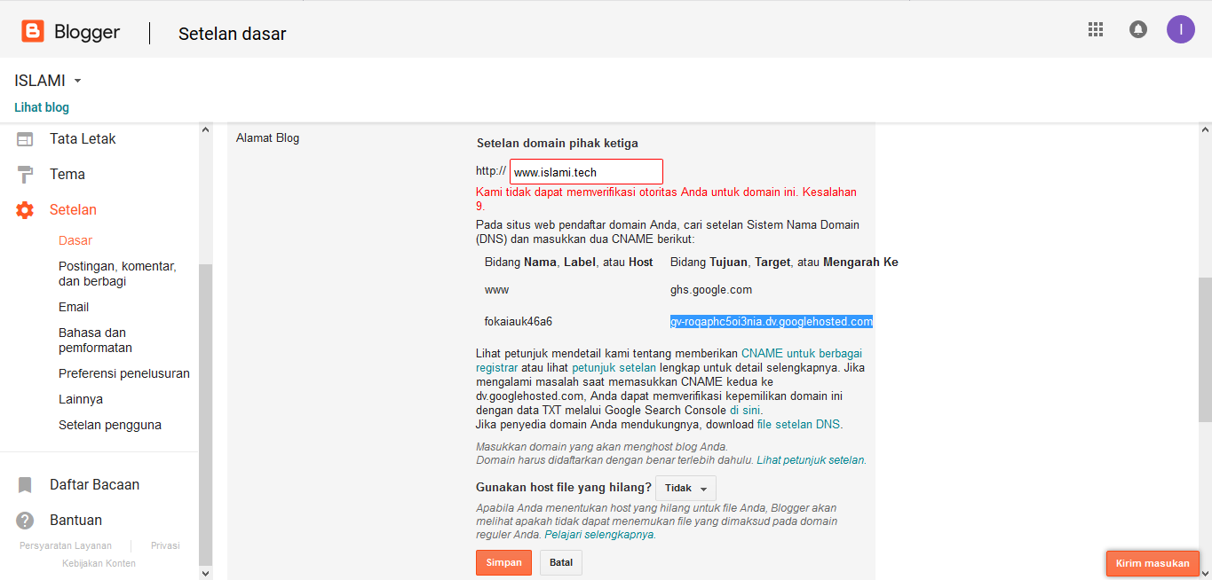 Cara Pasang Custom Domain .TECH Untuk Blogger - Mr-Roz3R Cara Pasang Custom Domain .TECH Untuk Blogger - Mr-Roz3R
