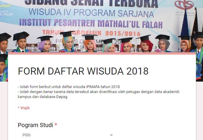 DAFTAR ONLINE WISUDA IPMAFA 2018