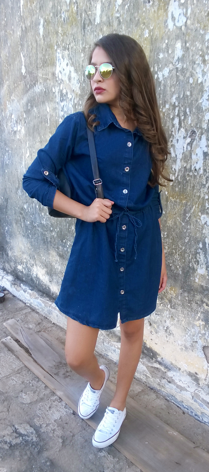 vestidos jeans com tenis