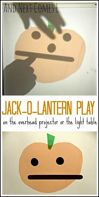 Jack-o-lantern play on the overhead projector or the light table from And Next Comes L