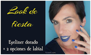 Look de fiesta con eyeliner dorado y dos opciones de labial portada
