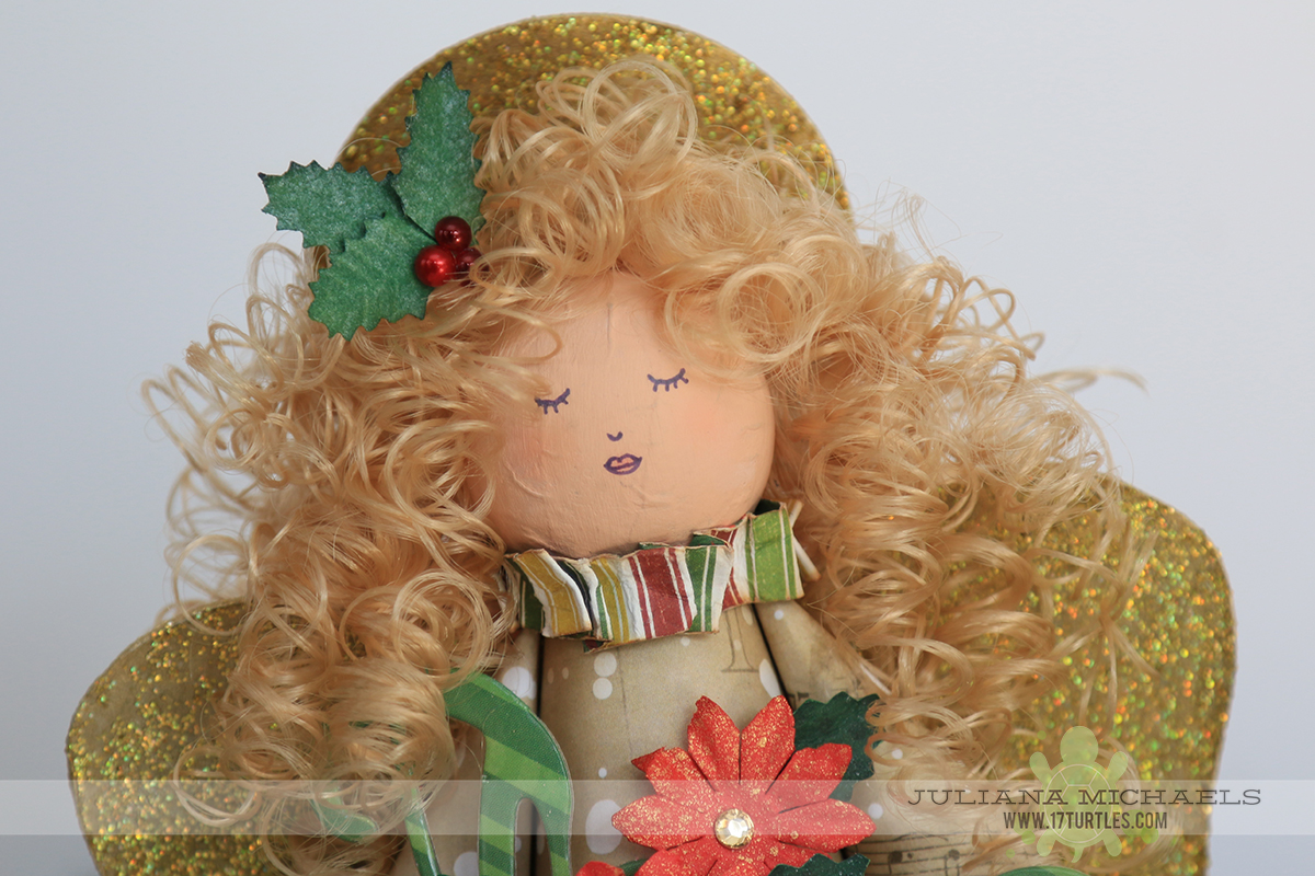 Christmas Angel by Juliana Michaels using BoBunny Christmas Collage and Darice Paper Mache Angel Kit