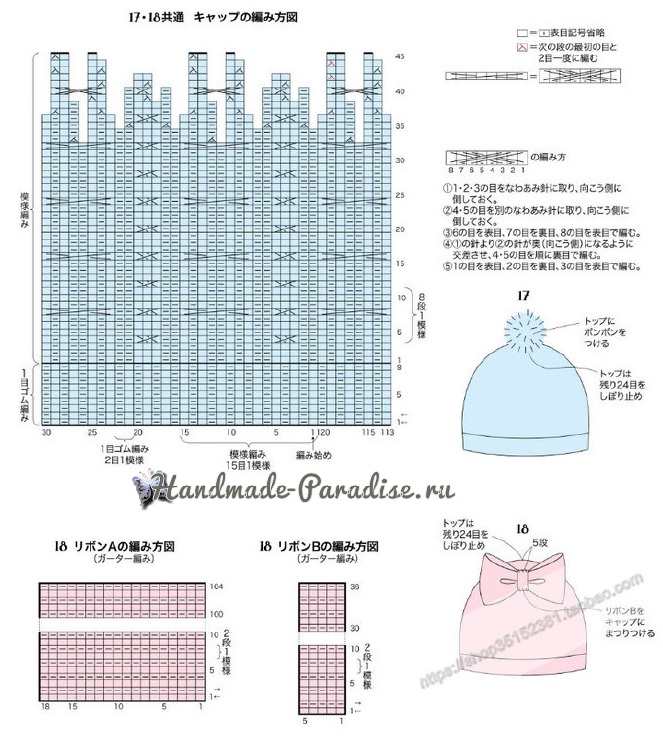 Схемы вязания спицами детской теплой шапки (2)