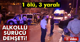 Alkollü sürücü lastiği değiştirilen araca arkadan çarptı 1 ölü 3 yaralı