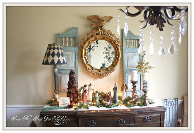 French Country- Federal Mirror-Christmas-Dining Room-Nativity-From My Front Porch To Yours