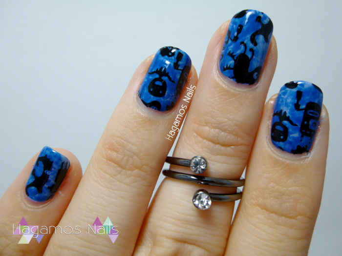 Nail Art Azul Monstruillos. Colaboración Konad España. #RetoColoresCosasdeChicas2. Hagamos Nails