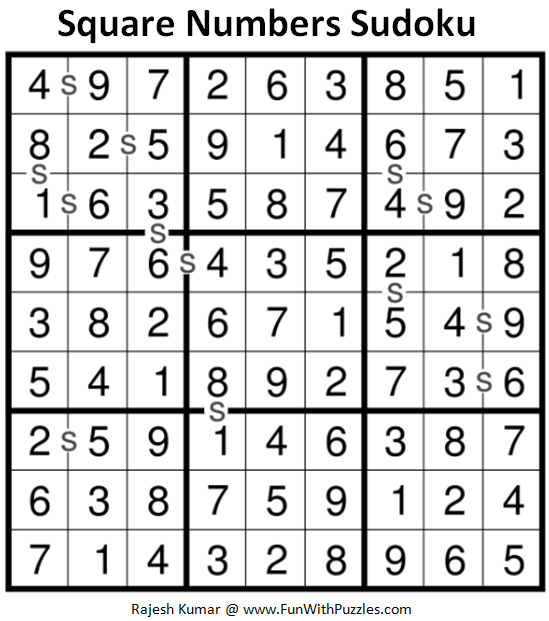 Square Numbers Sudoku (Fun With Sudoku 228)