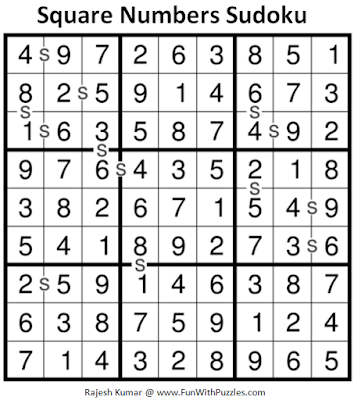 Square Numbers Sudoku (Daily Sudoku League #198) Puzzle Solution