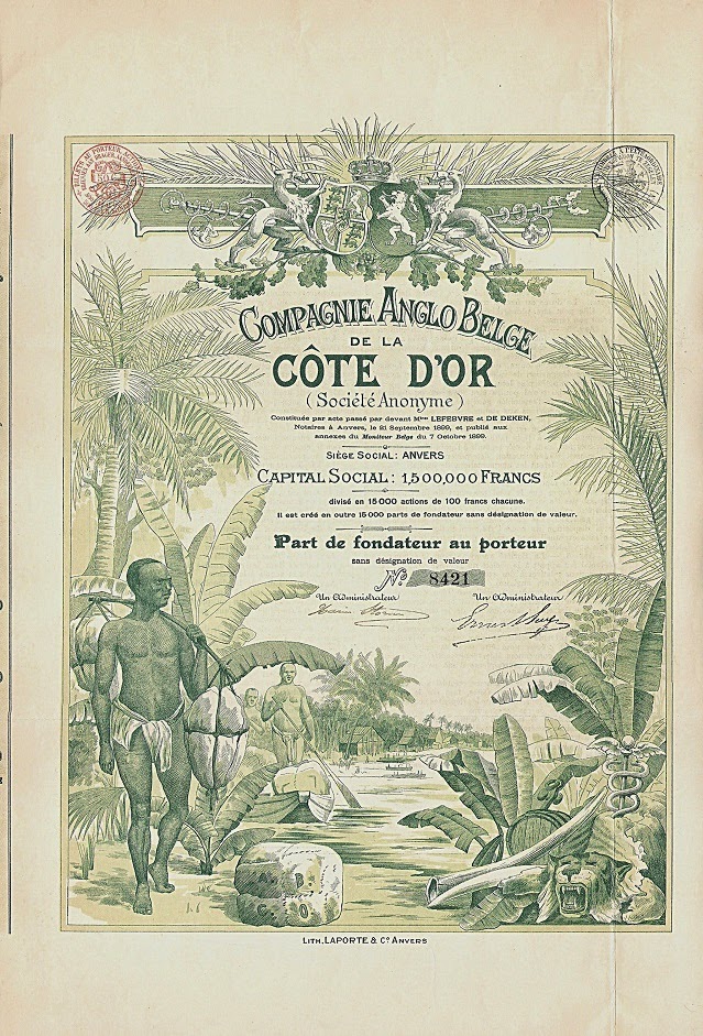 Founder's share of the Compagnie Anglo-Belge de la Côte D'Or 1899