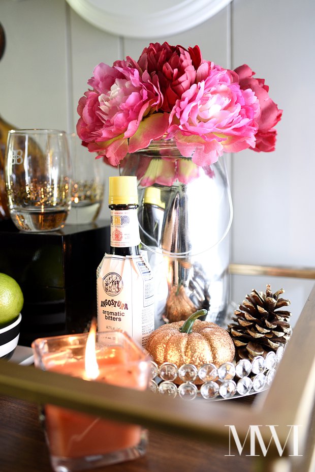 This Target bar cart looks stunning when styled with curated accessories. All the accessories are from discount stores, but all together they look luxe. So pretty and practical! Via monicawantsit.com