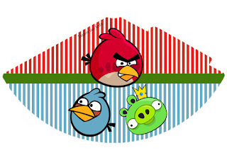 Angry Birds: Gorro y Conos para Imprimir Gratis. Gorro para Imprimir Gratis de Angry Birds.