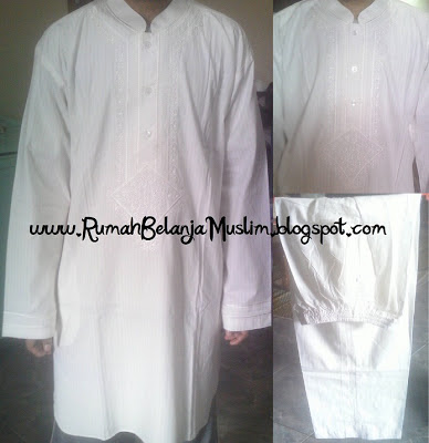 RUMAH BELANJA MUSLIM Baju Koko Pakistan Putih Katun Al 