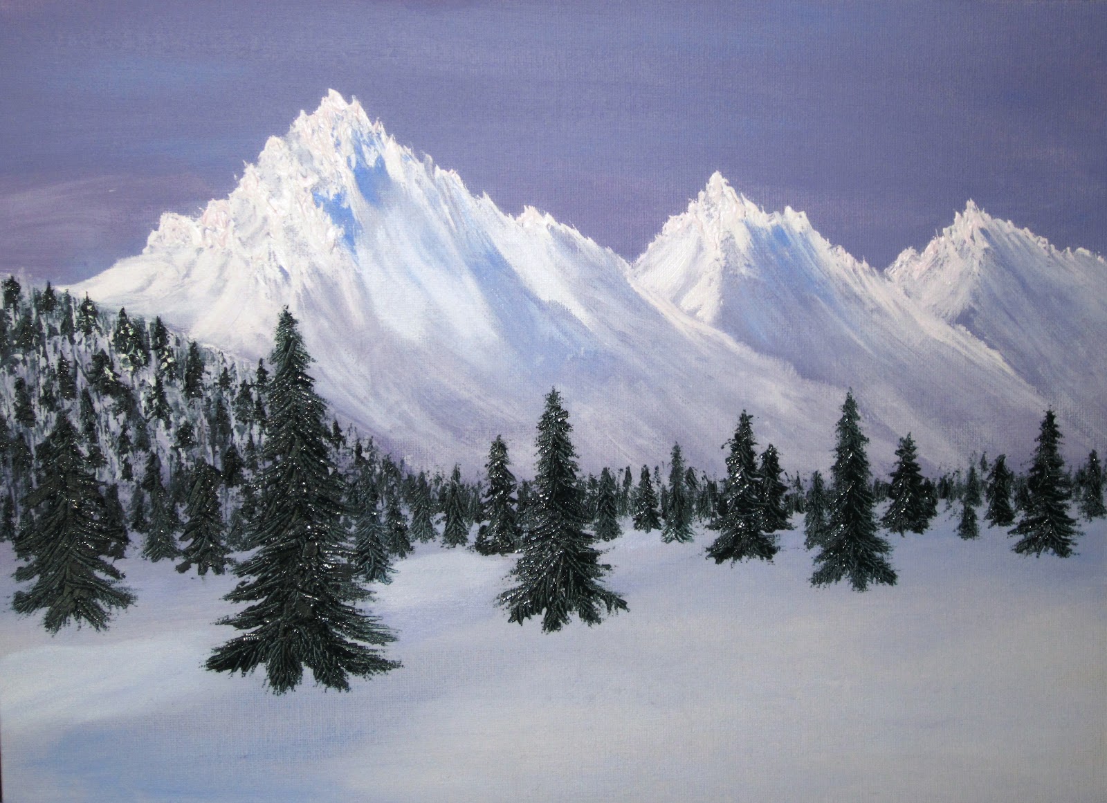 Зимние горы рисунок
