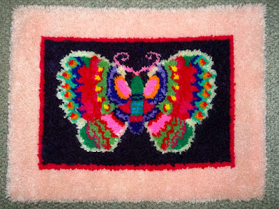 Latch Hooked Rug "21st Century Ming Butterfly"