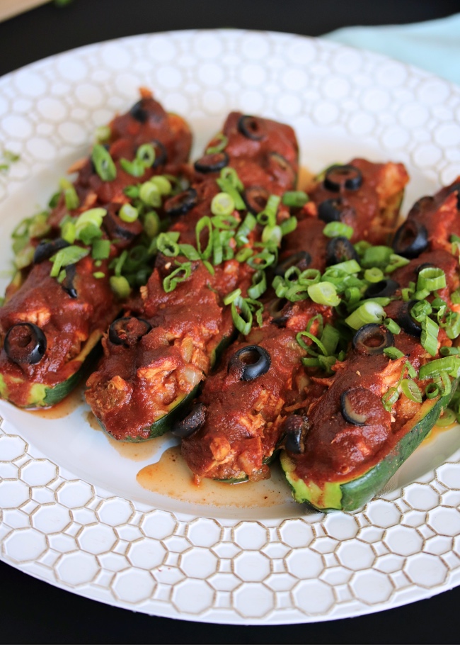 Just Jessie B Enchilada Stuffed Zucchini Boats Paleo, Whole30