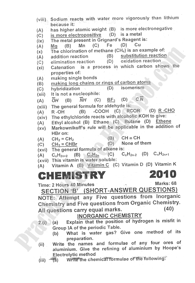 chemistry-2010-five-year-paper-class-XII