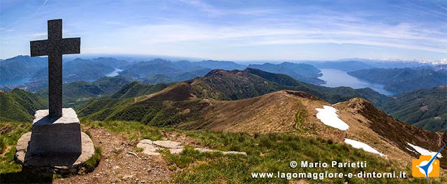 Panorama dal M.te Gradiccioli Nevaio provvidenziale poco prima della vetta del M.te Gradiccioli