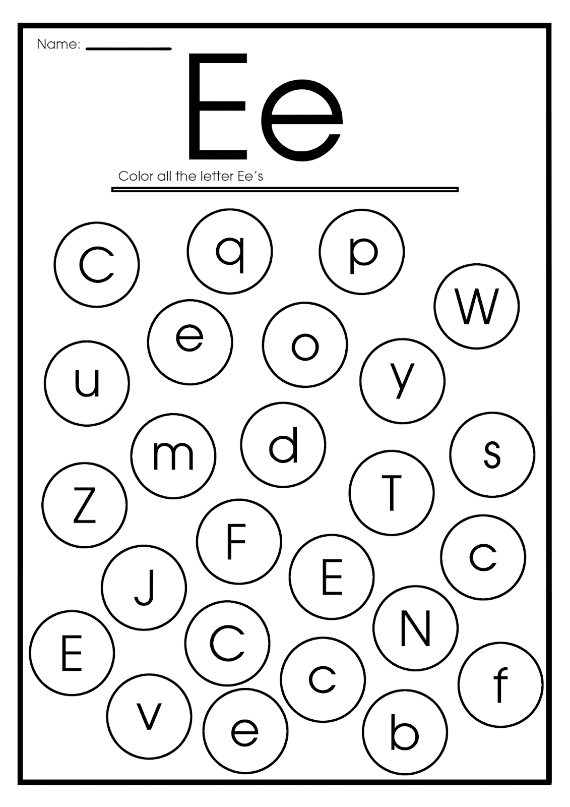 Letter E Printable Worksheets