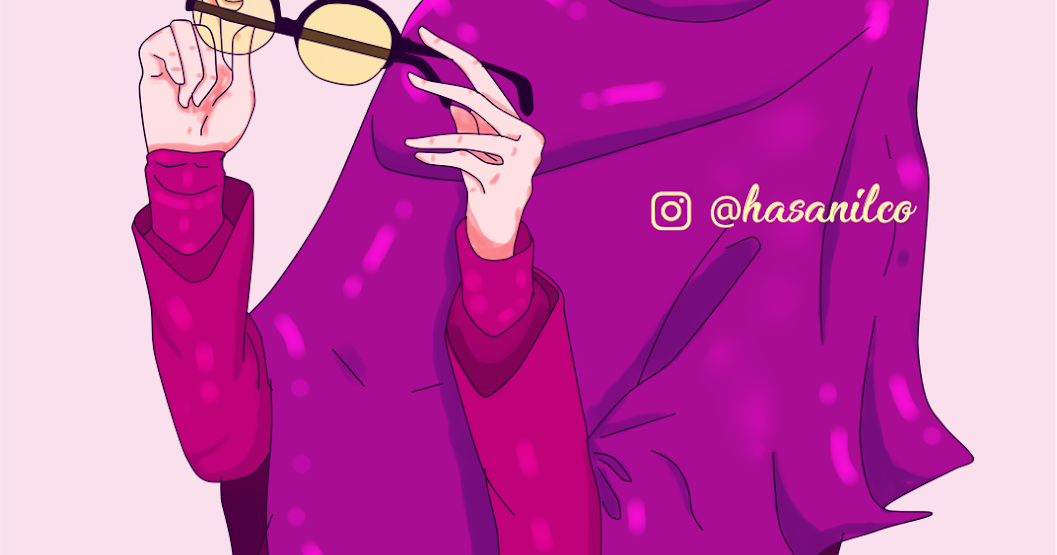 Wallpaper Cute Muslimah Cartoon Picture Heart Glasses 005 costum Color