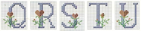 Alfabetos em ponto cruz com diagramas para bordar