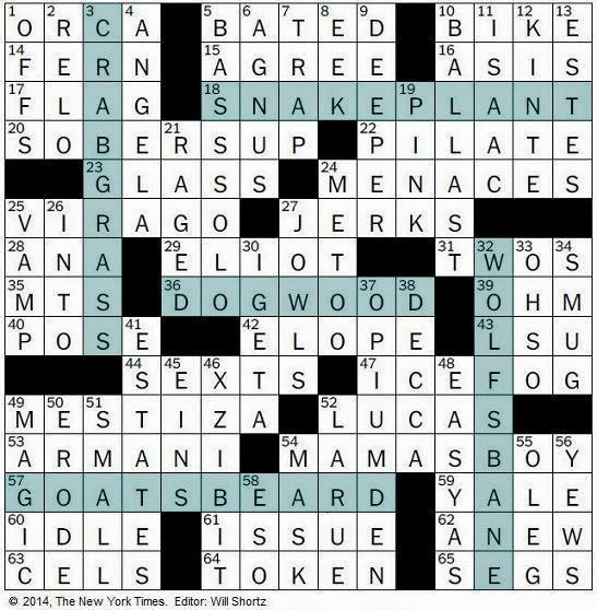 The New York Times Crossword in Gothic 07.29.14 — Greenery