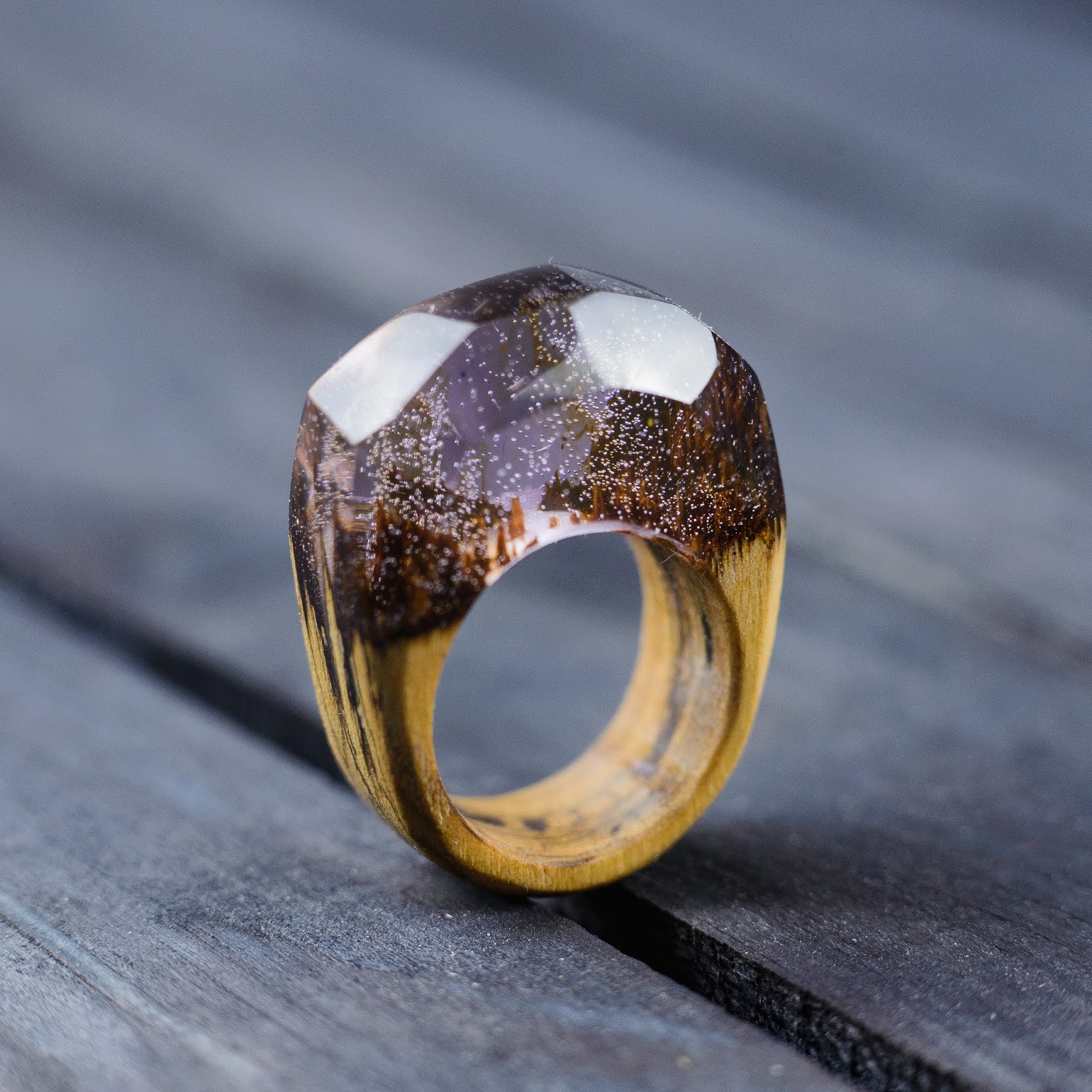Wood Resin Ring Wooden Resin Ring Handmade Nature Jewelry Minimalist