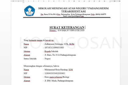 Contoh Surat Rekomendasi Kepala Sekolah Untuk Guru