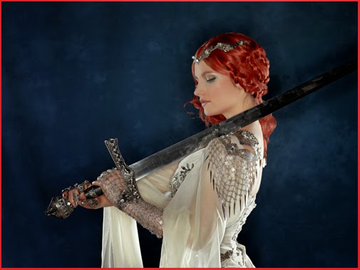 French Medieval Lady Sword Armour ChainMail Fashion Photo Shooting 
