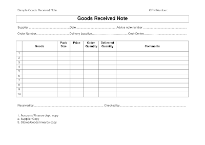 Goods Receipt Note (GRN) Format / Template Goods Receipt Note (GRN) Format / Template