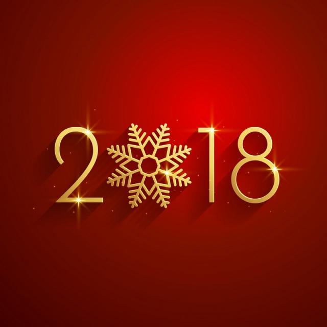 happy new year 2018 red golden background design free vector