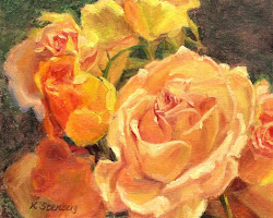 roses yellow oil peach painting sold luscious linen