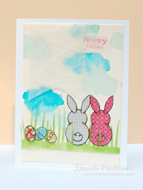 Hoppy Easter card with Bunnies by Danielle Pandeline | Bunny Hop Stamp set by Newton's Nook Designs
