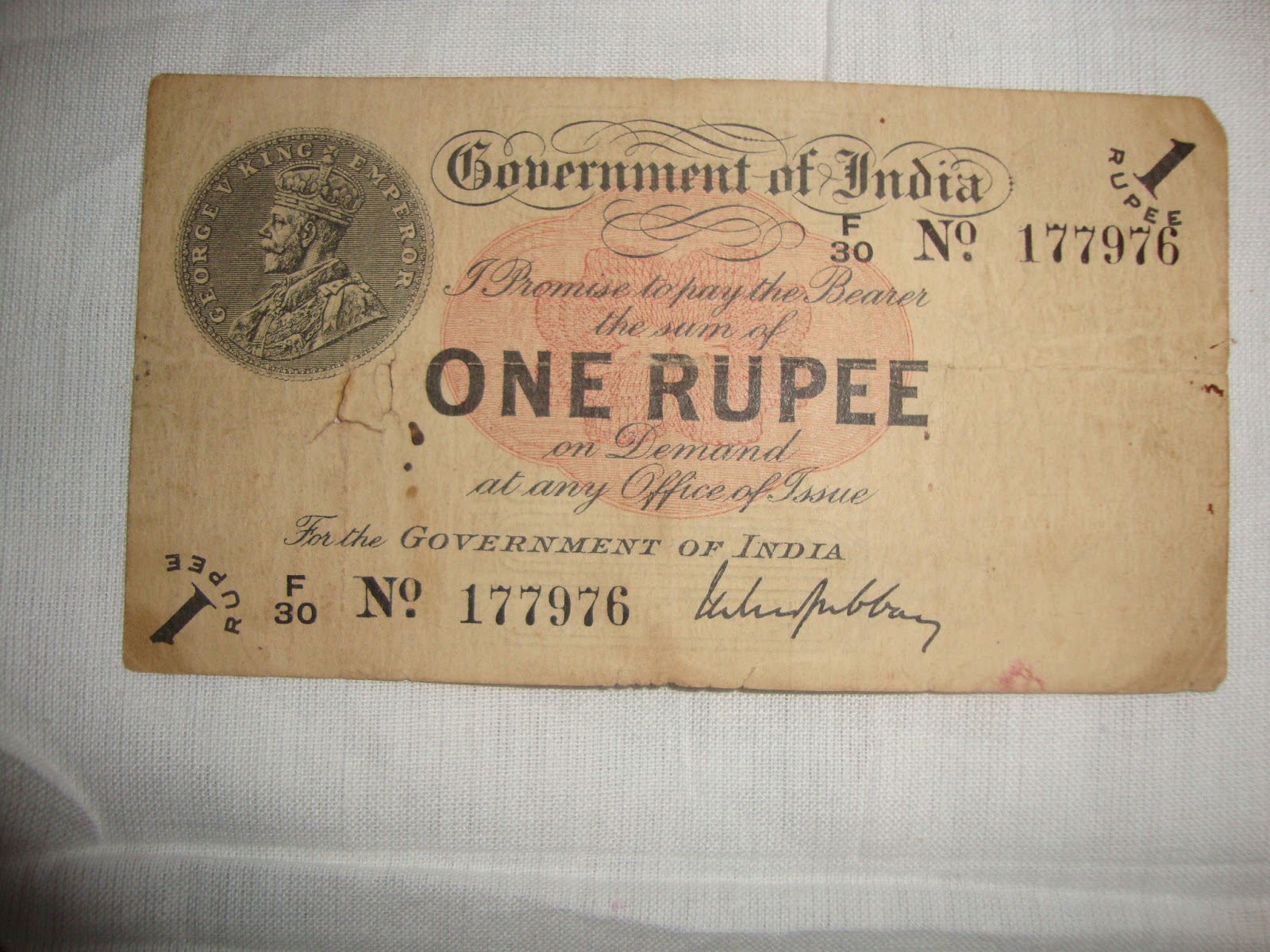super antiques and currency 1917 Indian ONE Rupee